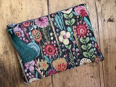 Handmade Floral Tapestry Heavyweight Makeup Bag Zipped Bag • £12