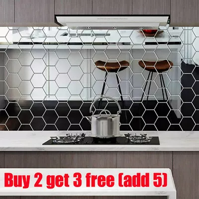 12X Glass Mirror Tiles Wall Sticker Self Adhesive Square Stick On Art Home Decor • £2.99