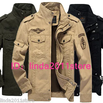 New Men's Military Style Slim Fit Zip Jacket Air Force Jacket Military Coat • $25.98