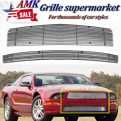 Billet Grille Fits 2005-2009 Ford Mustang V6 Front Chrome Grill Combo 2007 2006 • $69.34