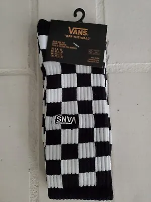 Vans  Checkerboard  Crew Socks (Black/White) Men's Off The Wall Sock L/XL • $11.44
