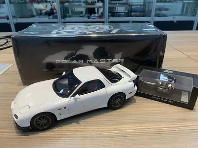 Polar Master 1/18 Scale Mazda RX7 Spirit R Diecast Model Car--White+Engine • $268.88