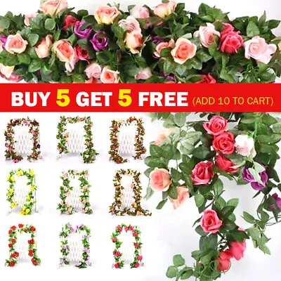 45 Flowers 8Ft Artificial Flower Floral Fake Hanging Garland Party Xmas Decor UK • £3.59