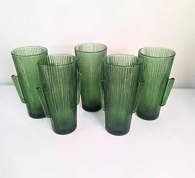 Vintage 16 Oz. Libbey Saguaro Cactus Glass Green Tumbler 7” Tall 1970s Set Of 5 • $89.99