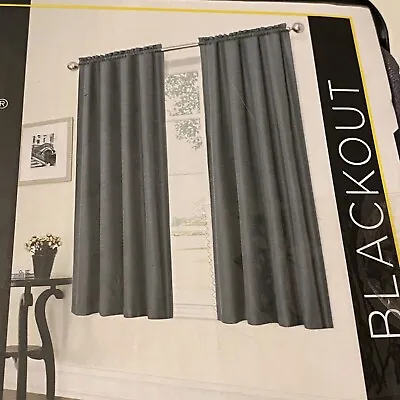 Eclipse Braxton Gray Thermaback Blackout Curtain Panel 42 W X 63 L - New • $10.88