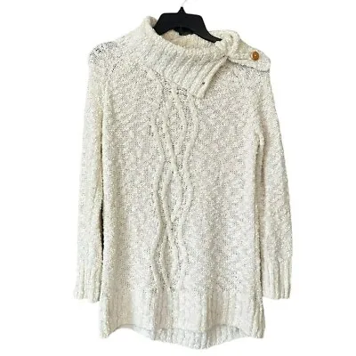 Anthropologie Moth Cream White Mock Neck Sweater Dress Womens S • $29.99