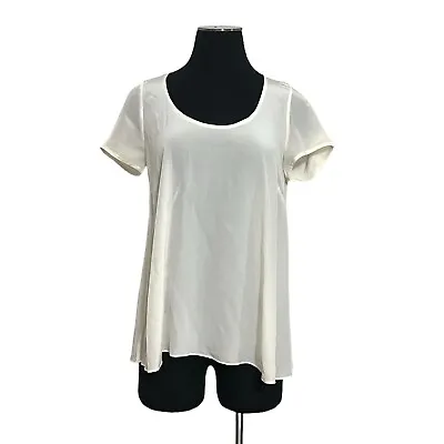 Zimmermann Ivory 100% Silk Short Sleeve Blouse Top Size 8 XS 0 Summer Chiffon • $35