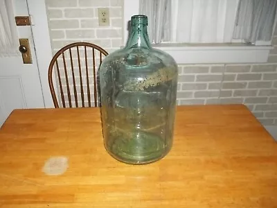 Vintage Large 20'' Tall Teal Color Glass Bottle Empty Wine Bottle By CCW • $30