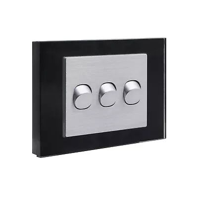 SAA 10A 250V Light Switch 3 Gang 2 Way Power Point Wall GPO Glass Plate BLACK • $16.70