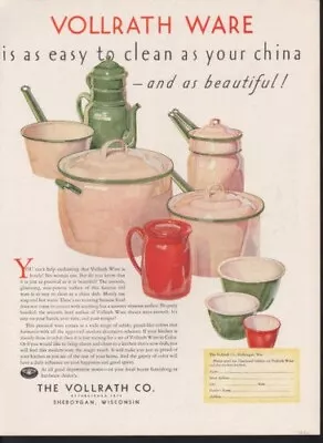 1930 Vollrath Ware Kitchen Cookware Cast Iron Enamel Sheboygan Decor Ad 10771 • $21.95