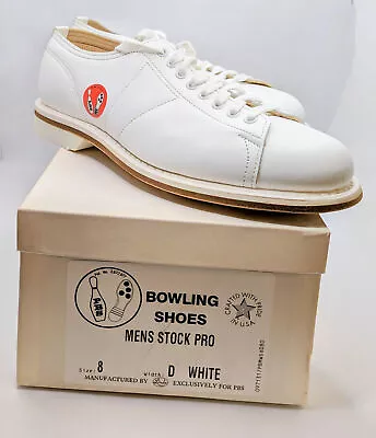 Vintage Mens White Leather Linds PBS Bowling Shoes 8 D • $70