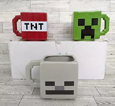 Zak Designs Minecraft Mug Unique Sculpted Ceramic Square Coffee Cup 3 Piece Set  • $30