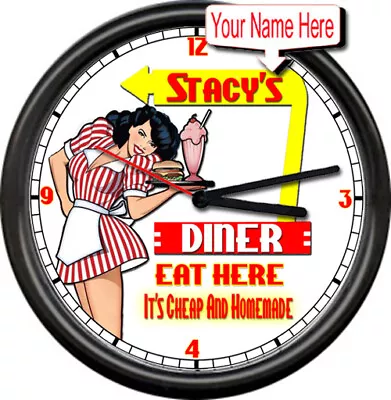 Personalized Ice Cream Parlor Shop Retro Diner Dairy Your Name Sign Wall Clock • $45.77