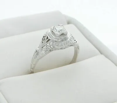 Vintage Diamond Filigree Ring Antique Mine Cut Diamond 18k • $490