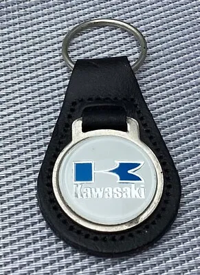 Vintage Kawasaki Black Leather  Car Keyring / Key Chain • £12.99