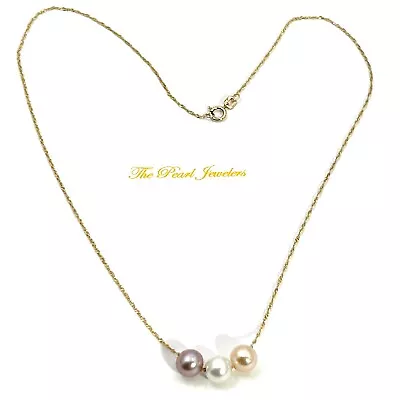 AAA Cultured Pearl In 14kt Solid Yellow Gold Singapore Style Chain Necklace TPJ • $189.95