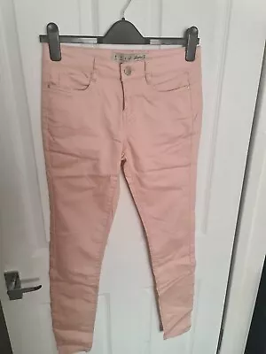 Pastel Pale Baby Pink Summer Lightweight Stretch Jeans Size 8 • £9.99