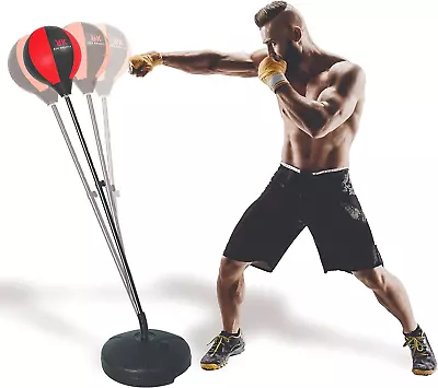 Red Knuckle Punching Bag With Stand – Includes Boxing Gloves Elastic Wrist And • $18.29