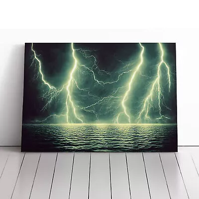 Contrasting Lightning Storm Canvas Wall Art Print Framed Picture Home Decor • £24.95