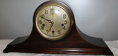 New Haven Clock Co Brown Mahogany Wood Mantel Shelf Clock W/chime Works • $225