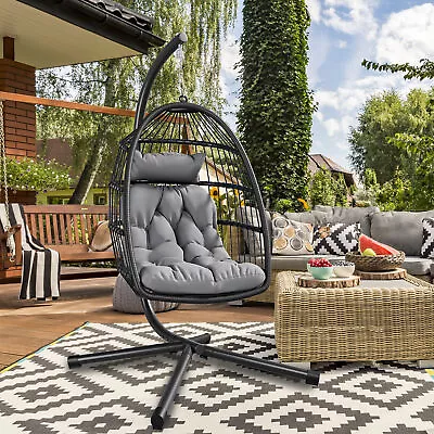 TAUS Hanging Egg Swing Chair W/Stand Hammock Patio Chair+Cushion Indoor Outdoor • $168.93