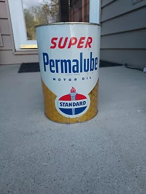 Vintage Standard Super Permalube Motor Oil Can 5 Quart • $16