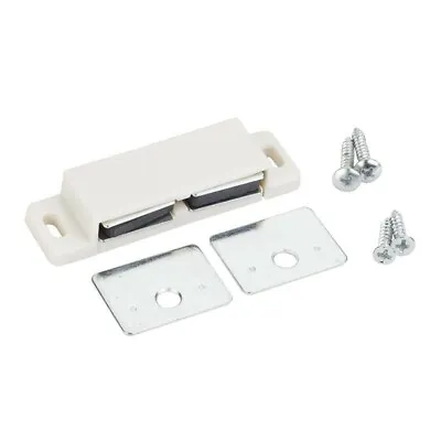 White Cabinet Door Double Magnetic Touch Latch Closer Furniture Catch + Strike • $5.99