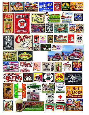 1: 18 1:24  Vintage Signs #1 Decals For Diecast Dollhouse & Dioramas • $10.50