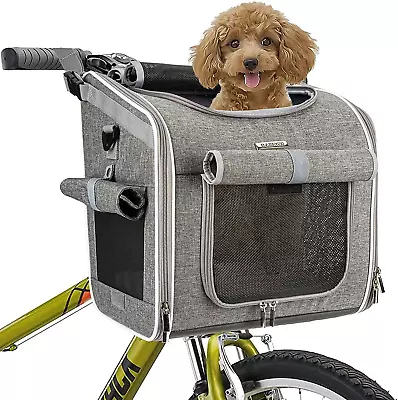 Dog Bike Basket Expandable Soft-Sided Pet Carrier Backpack With 4 Open Doors 4 • $91.88