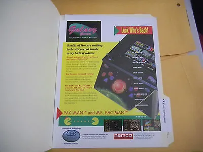 Pac Man Ms Pacman  Interactive Games Galaxy Namco   Arcade   Game  Flyer     • $3.49