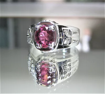 Mens Rubelitte Tourmaline Ring- New Tourmaline Ring 925 Sterling Silver Size 9 • £70.45