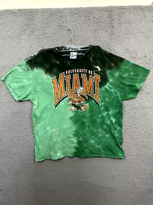 Miami Hurricanes Shirt Mens Extra Large Green Tie Dye Vintage Tubular Adult 47 • $18.88