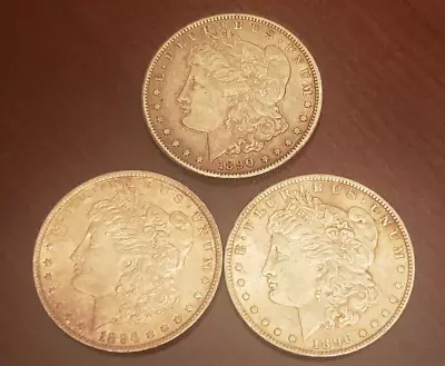 Lot Of 3 $1 Morgan Silver Dollars 1890s1896x2 *nr* • $86