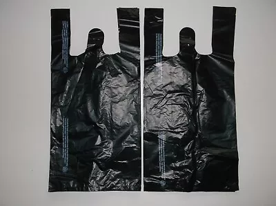 25 Ct PLASTIC SHOPPING BAGS  T SHIRT TYPE GROCERY BLACK SMALL SIZE BAGS. • $4.39