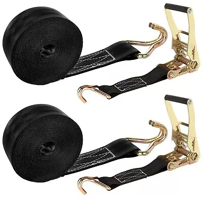 2 Pack 2 Inch Ratchet Straps Heavy Duty 20ft Tie Down Straps Ratchet With Dou • $32.01