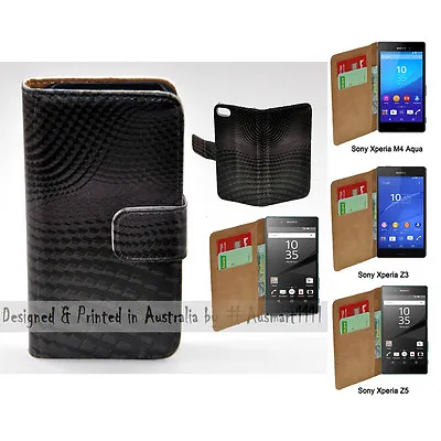 For Sony Xperia Series 3D Block Wave Theme Print Wallet Mobile Phone Case Cover • $13.98