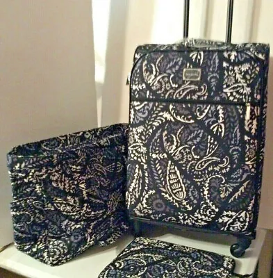 Vera Bradley 4-PC Travel Paisley Noir 27  Spinner Get Going Laptop Luggag Tag • $342.60