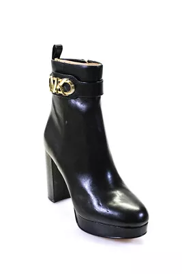 Michael Michael Kors Womens Parker Platform Booties Black Leather Size 7.5M • $99