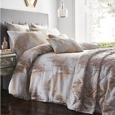 High Quality Rose Gold Duvet Cover Jacquard Quartz King Bed Quilt Bedding Set • £29.95