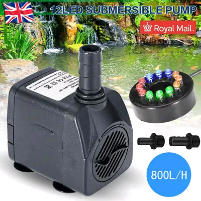 Electric Water Feature Pump Mini Fountain For Outdoor Garden Fish Pond 800L/H UK • £13.98