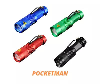 Pocketman CREE Q5 LED Flashlight Zoomable Adjustable Focus 3 Modes • $6.95