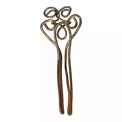 VTG Copper Meta French HAIR STICK 3.75  Accessory Gold Women Chignon Bun Pin  • $20