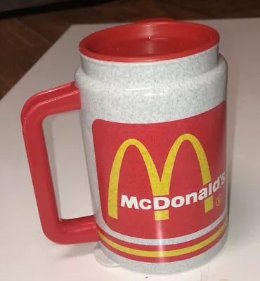 Mcdonalds Classic Yellow & Red W/ Speckled Gray Promo Whirley Plastic Mug W/ Cap • $24.87