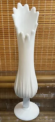 Vintage Fenton Hobnail 11 Finger Swung Vase White Milk Glass 12  • $50