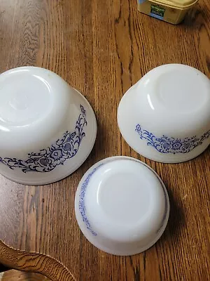 Federal Milk Glass Blue Bucks County Mixing Baking Bowls Vintage Nesting • $45