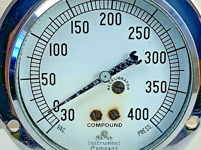 1968 Vintage Marsh Instrument Gauge 400 PSI Vacum Press 3 3/4” Chrome TESTED • $53.35