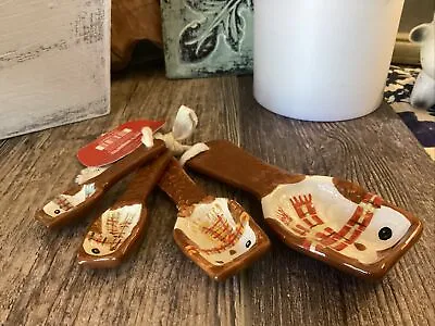 Pier 1 Imports Ceramic OWL Measuring Spoons Set Of 4 NEW & RARE Ceramic • $23.99