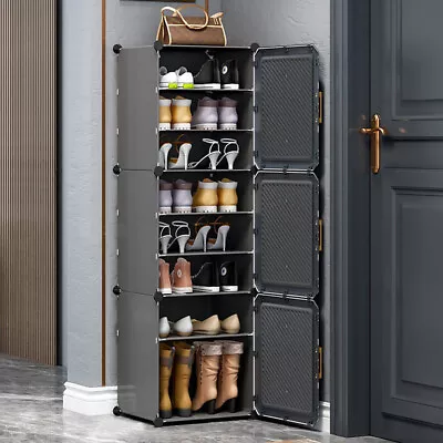 3/6/8/9Tier Interlocking Shoe Cabinet Storage Cupboard Footwear Stand Shelf Rack • £11.95