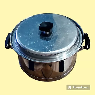 Lifetime Stock Pot Pan Stainless Steel Allegheny Metal With Lid MCM 6 Qt Vintage • $59