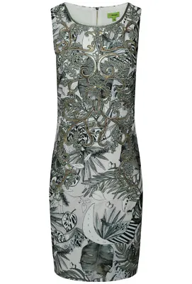 K-design Women's Palm Leaf Print Embellished Sleeveless Dress - Multi • £19.99